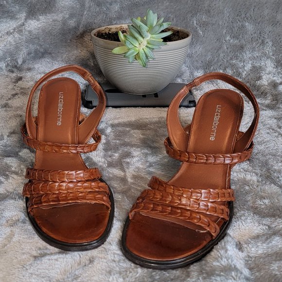 Liz Claiborne Shoes - NWOT Liz Claiborne Tana Heeled Brown Leather Sandal – Size 7 ½ M